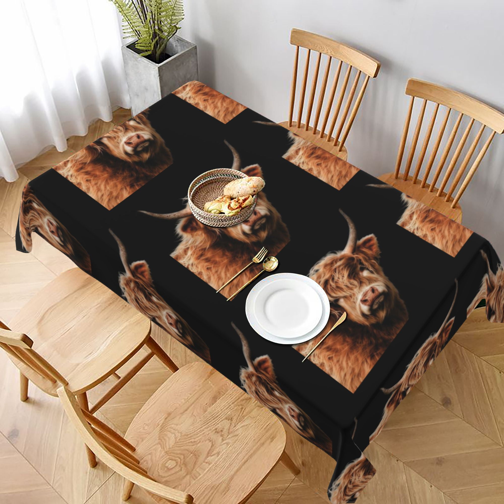 Tablecloth Highland Cow Table Cloth For Rectangle Tables Waterproof