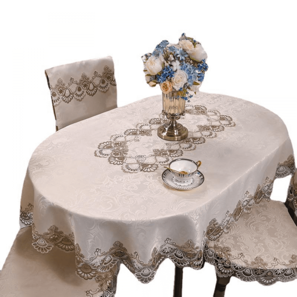 Tablecloth, Lace Tablecloth for Oval Tables, Vintage Style Wedding