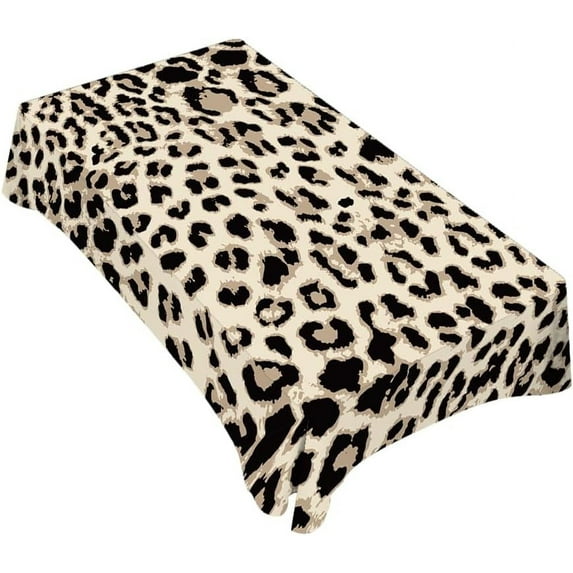 Tablecloth Leopard Table Cloth Rectangle Table 60 x 84 Inch Cheetah Skin Tiger Leather Spotted Fur Beige Brown Kitchen Decorations for Home Dinner Party