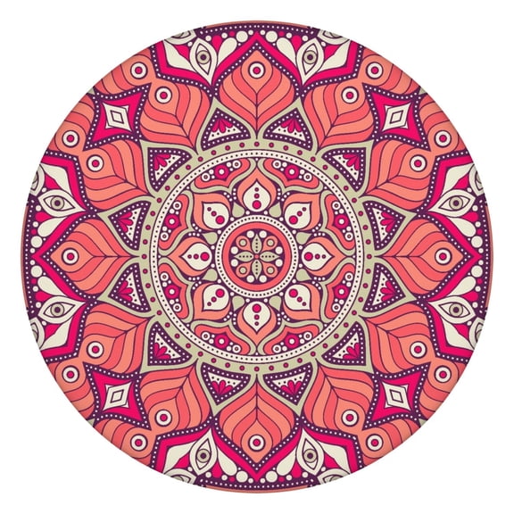 Tablecloth Mandala Ornament Pattern Waterproof Round Cover with Elastic Edges and Back for Spiritual and Energy Healing