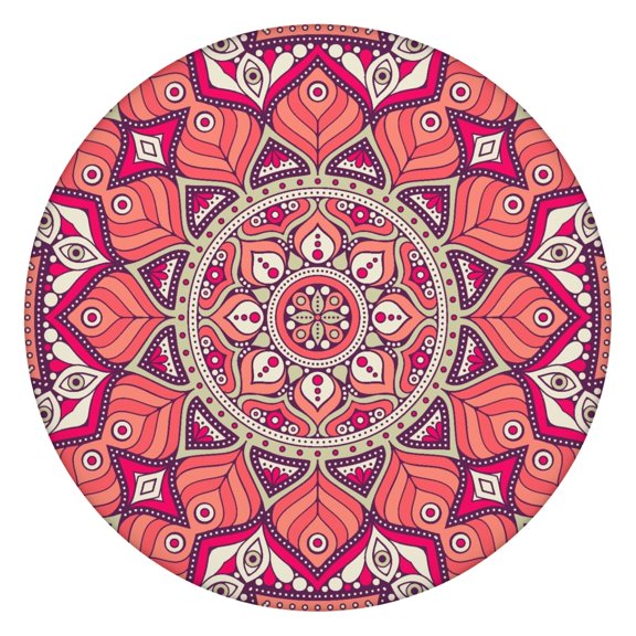 Tablecloth Mandala Ornament Pattern Waterproof Round Cover with Elastic Edges and Back for Spiritual and Energy Healing