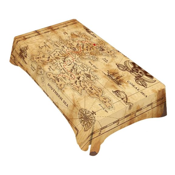Tablecloth Map Tablecloth Antique Nautical Map Print Cover Adventure Themed Tablecloth for Party Dining Room &