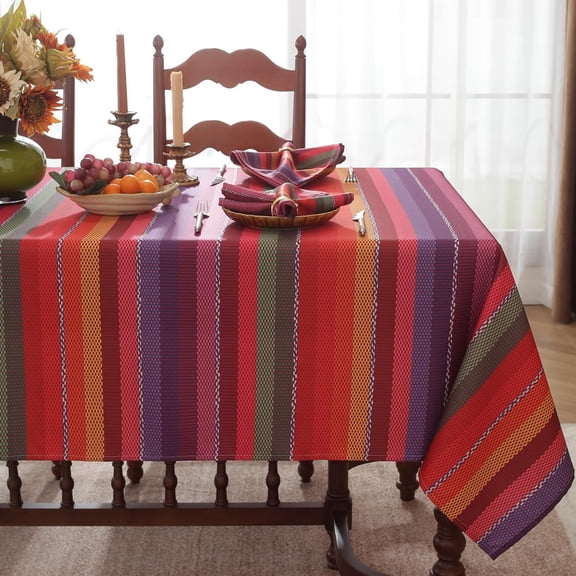 Tablecloth Mexican Fiesta Pattern Polyester Table Cloth Spill Proof Dust-Proof Wrinkle Resistant Table Cover for Kitchen Dining Tabletop Decoration