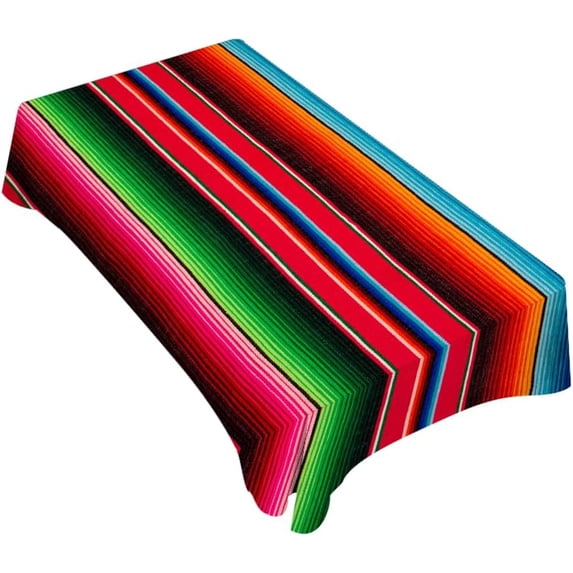Tablecloth Mexican Style Table Cloth Rectangle Table 60 x 84 Inch Traditional Blankets Colorful Stripes Kitchen Decorations for Home Dinner Party