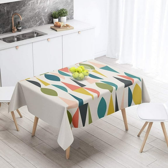 Tablecloth Mid Century Modern 1950S Abstract 1960S Colors Fashion Fifties 60 X 102 Inch Rectangular Table Cloth Polyester Fabric Durable Environmentally Outdoor Party Picnic