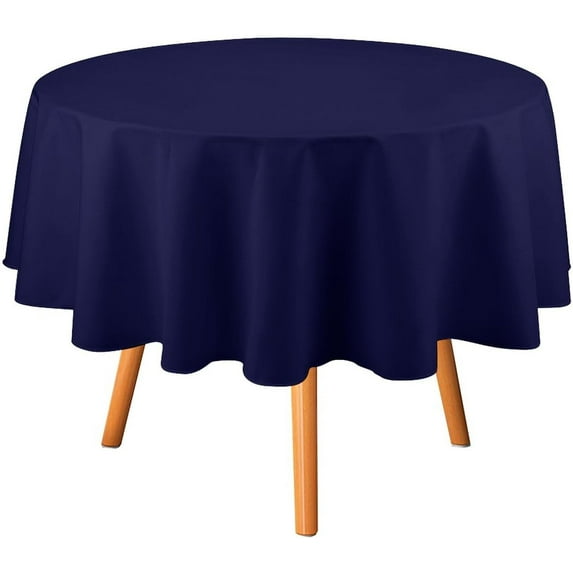 Tablecloth Modern Solid Color Navy Blue Table Cover 60inch Round Washable Table Cloth for Kitchen Dinning Party Tabletop Modern Decoration