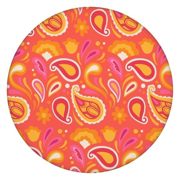 Tablecloth Mystic Cultural Mandala Pattern Waterproof Elastic Round Cover with Back for Relaxation and Healing