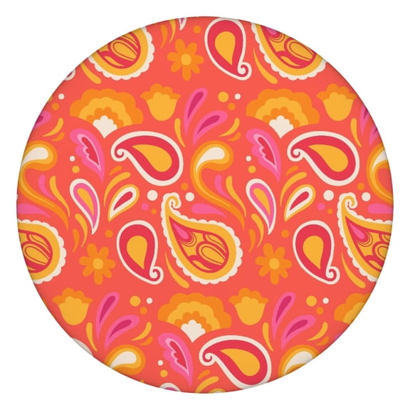 Tablecloth Mystic Cultural Mandala Pattern Waterproof Elastic Round Cover with Back for Relaxation and Healing