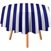 Tablecloth Navy Blue and White Candy Stripes Table Cover 60inch Round Washable Table Cloth for Kitchen Dinning Party Tabletop Modern Decoration