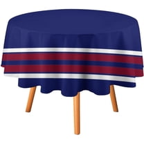 Tablecloth Navy Blue with Burgundy White Stripes Table Cover 60inch Round Washable Table Cloth for Kitchen Dinning Party Tabletop Modern Decoration