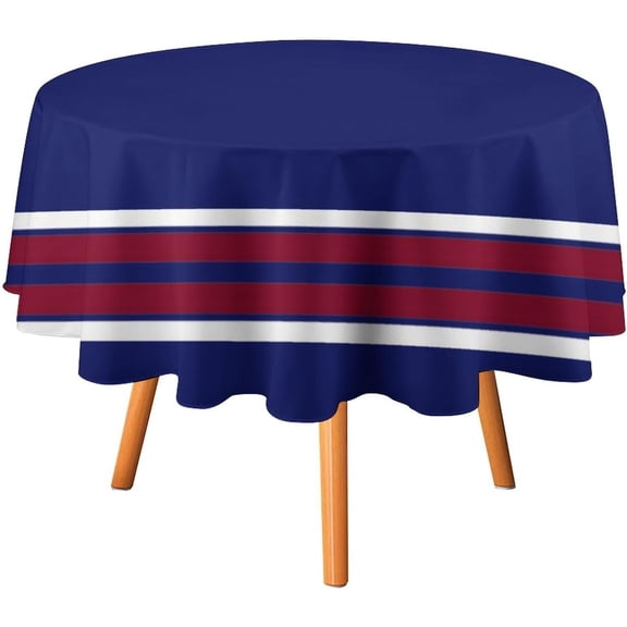 Tablecloth Navy Blue with Burgundy White Stripes Table Cover 60inch Round Washable Table Cloth for Kitchen Dinning Party Tabletop Modern Decoration