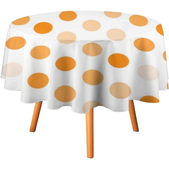Tablecloth Orange Tone Polka Dots Table Cover 60inch Round Washable Table Cloth for Kitchen Dinning Party Tabletop Modern Decoration