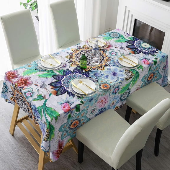 Tablecloth, Original Design Hand Drawing Art Print Table Cloth, Washable Water Resistance Microfiber Decorative Rectangle Table Cover (Tape 10, 60"x102")