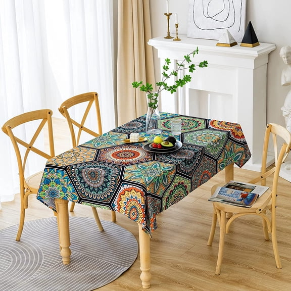 Tablecloth, Original Design Hand Drawing Art Print Table Cloth, Washable Water Resistance Microfiber Decorative Rectangle Table Cover (Tape 3, 60"x102")