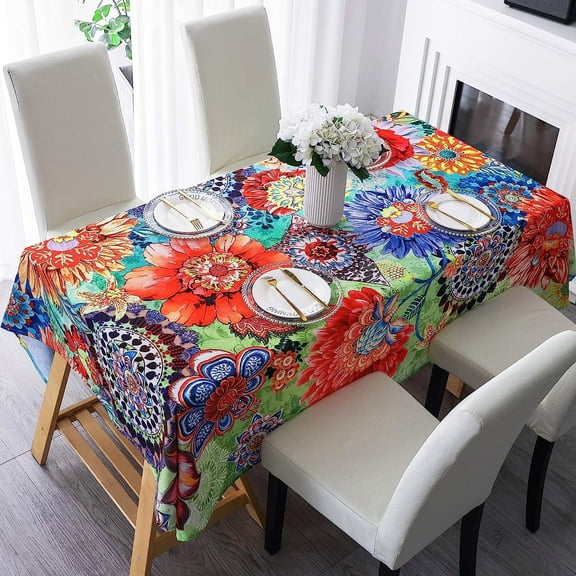 Tablecloth, Original Design Hand Drawing Art Print Table Cloth, Washable Water Resistance Microfiber Decorative Rectangle Table Cover (Tape 8, 60"x102")