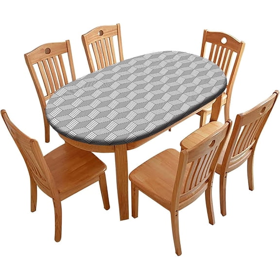 Tablecloth Pad, Marble Stone Pattern Printed on Fitted Table Cover, Table Pads for Dining Room Table Oval, Fits for 48" x 68" Oval Table