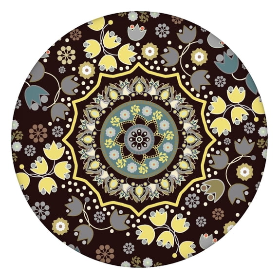 Tablecloth Paisley Vintage Bohemian Pattern Waterproof Round Cover with Elastic Edges and Backing for Elegant Dining