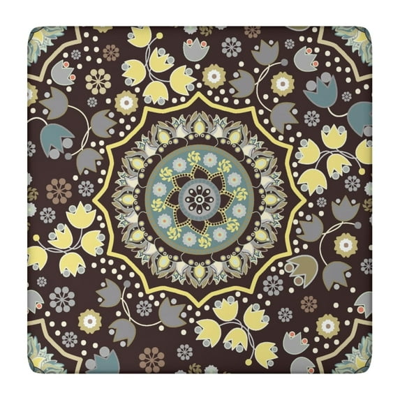 Tablecloth Paisley Vintage Bohemian Pattern Waterproof Squre Cover with Elastic Edges and Backing for Elegant Dining