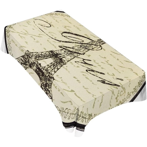 Tablecloth Paris Theme Table Cloth Rectangle Table 60 x 84 Inch Eiffel Wall Decoration Sign Kitchen Decorations for Home Dinner Party