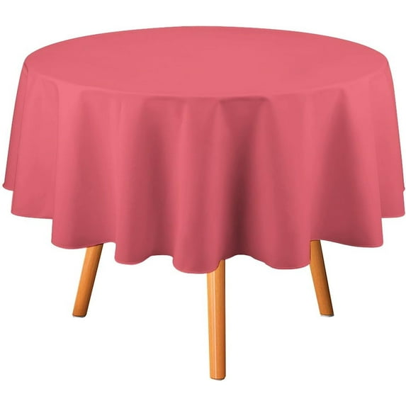 Tablecloth Peach Coral Solid Color Table Cover 70inch Round Washable Table Cloth for Kitchen Dinning Party Tabletop Modern Decoration