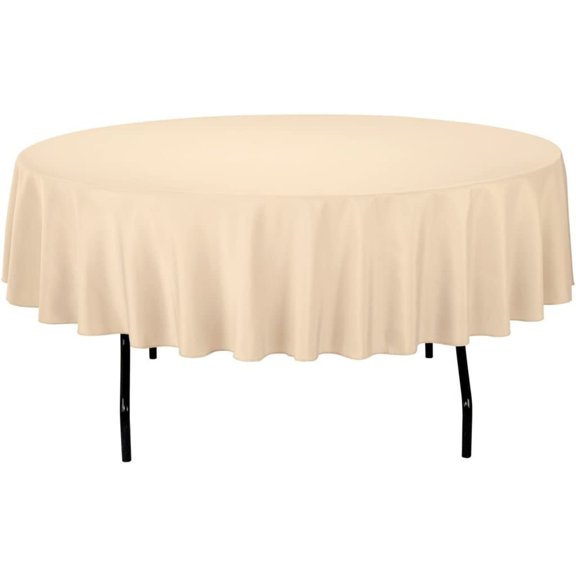 Tablecloth Polyester Round 90 Inch by CintBllTer (Beige)