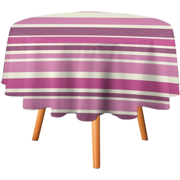 Tablecloth Purple Pink Stripes Table Cover 60inch Round Washable Table Cloth for Kitchen Dinning Party Tabletop Modern Decoration