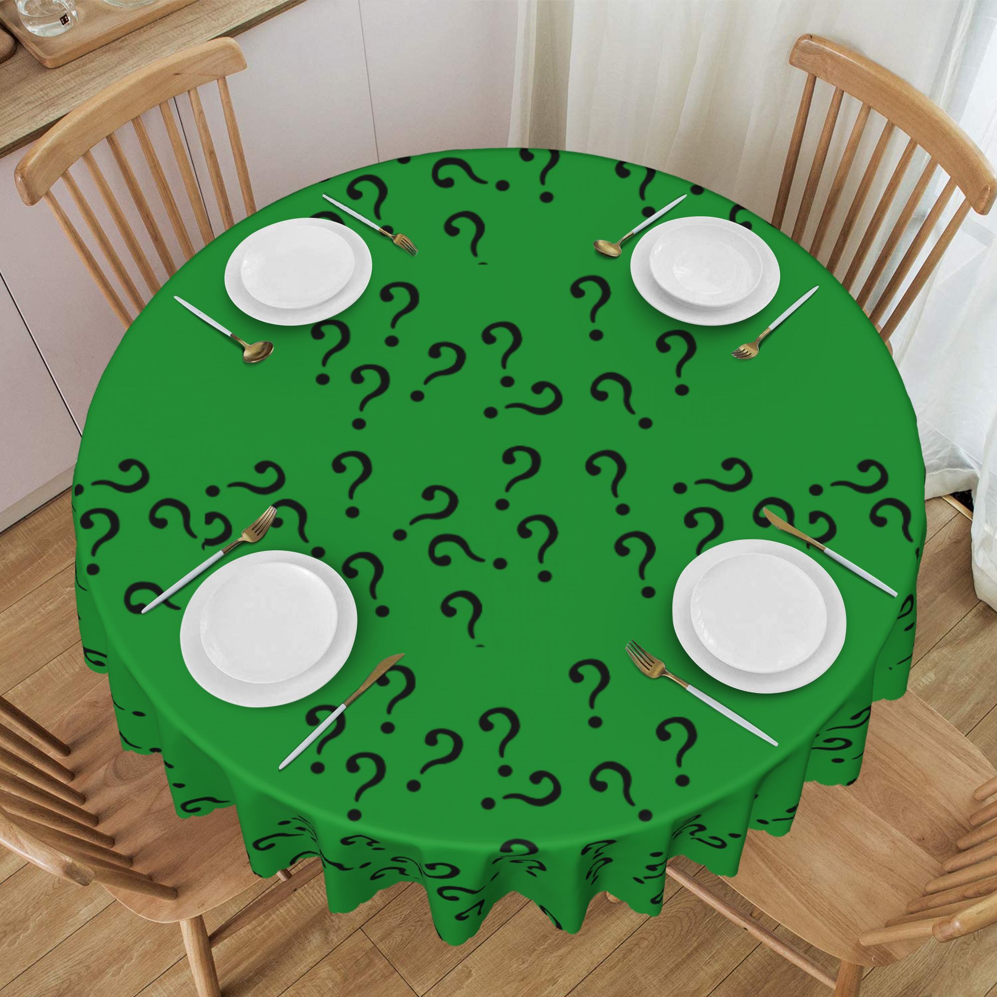 Tablecloth Question Mark In Green Table Cloth For Circular Tables
