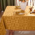 thumbnail image 1 of Tablecloth Rectangle 60 x 84 Inch Maple Leaves Jacquard Waterproof Washable Heavy Weight Damask Table Cloth, Plaid Table Cover for Fall, Thanksgiving, Autumn, Harvest, Party, Amber, 1 of 7