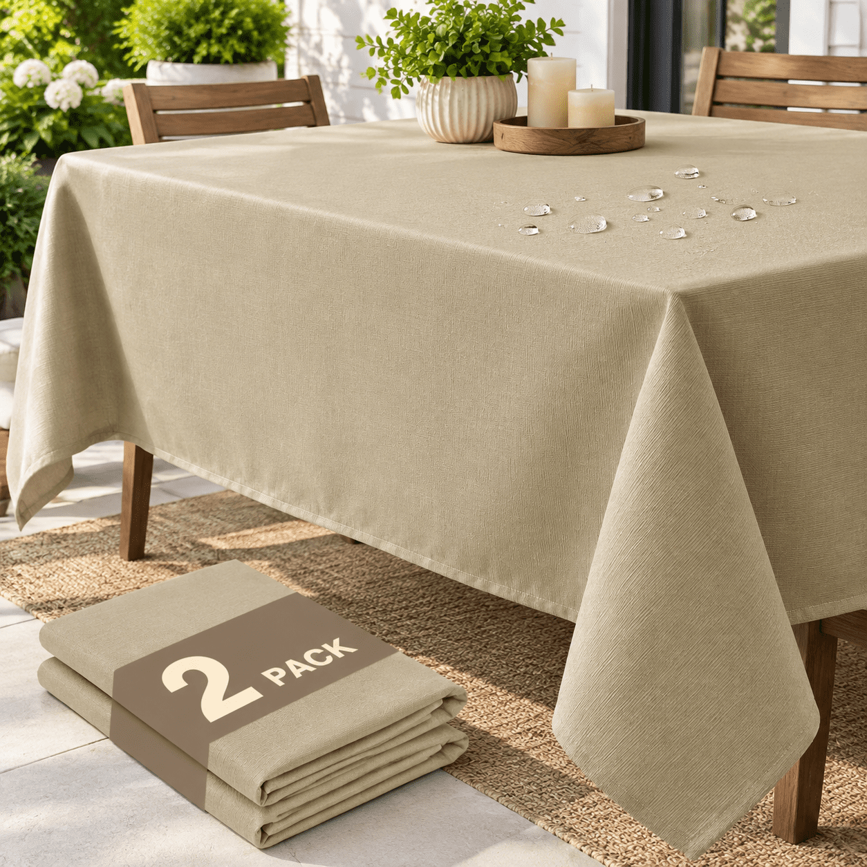 Tablecloth Rectangle 6ft Slub Textured Waterproof 2-pack - Walmart.com