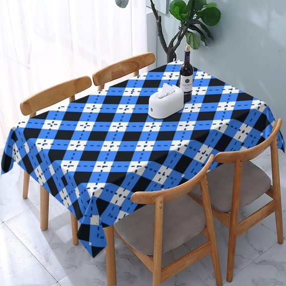 Tablecloth Rectangle Blue Argyle Polyester Fabric Table Cloth, Water Resistant & Wrinkle Free Table Cover for Kitchen and Dining Room Tabletop 60"x84" (4-6 Seats)