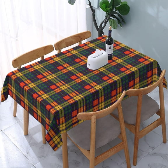 Tablecloth Rectangle Buchanan Clan Plaid Scottish Tartan Polyester Fabric Table Cloth, Water Resistant & Wrinkle Free Table Cover for Kitchen and Dining Room Tabletop 60"x84" (4-6 Seats)