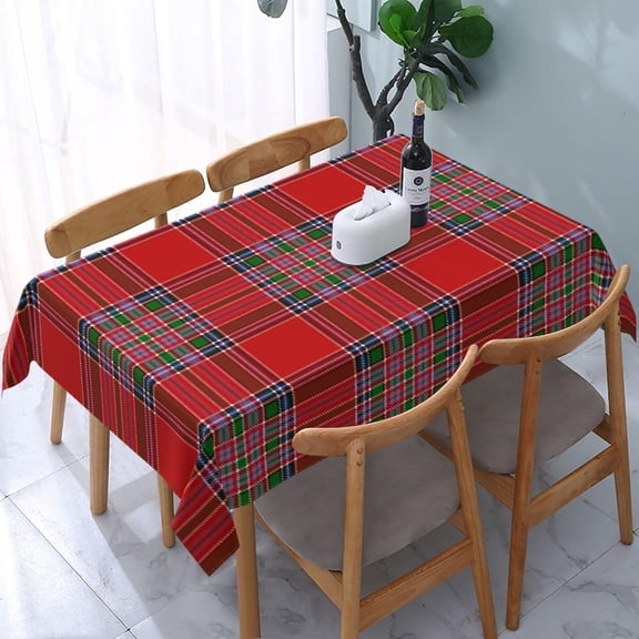 Tablecloth Rectangle Clan MacBean Tartan Polyester Fabric Table Cloth, Water Resistant & Wrinkle Free Table Cover for Kitchen and Dining Room Tabletop 60"x84" (4-6 Seats)