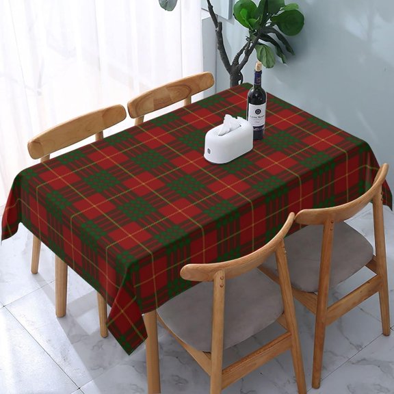 Tablecloth Rectangle Scottish Clan Cameron Red Green Tartan Polyester Fabric Table Cloth, Water Resistant & Wrinkle Free Table Cover for Kitchen and Dining Room Tabletop 60"x84" (4-6 Seats)