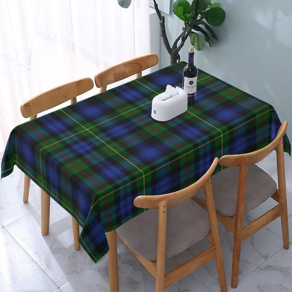 Tablecloth Rectangle Scottish Clan Logan Tartan Plaid Polyester Fabric Table Cloth, Water Resistant & Wrinkle Free Table Cover for Kitchen and Dining Room Tabletop 54"x72" (4-6 Seats)