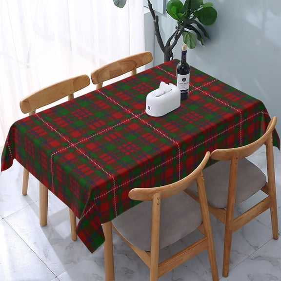 Tablecloth Rectangle Scottish Clan MacKinnon Tartan Polyester Fabric Table Cloth, Water Resistant & Wrinkle Free Table Cover for Kitchen and Dining Room Tabletop 60"x84" (4-6 Seats)