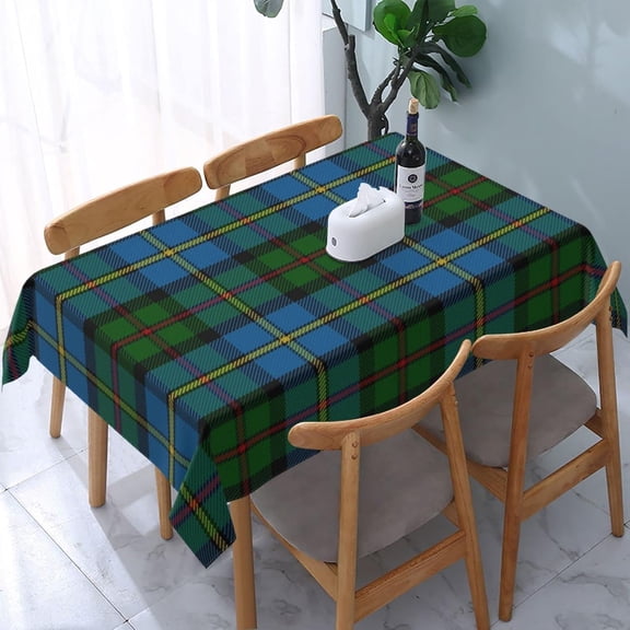 Tablecloth Rectangle Scottish Clan MacLean Green Black Hunting Tartan Polyester Fabric Table Cloth, Water Resistant & Wrinkle Free Table Cover for Kitchen and Dining Room Tabletop 54"x72" (4-6 Seats)