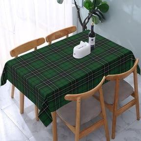 Tablecloth Rectangle Scottish Clan MacLean Green Black Hunting Tartan Polyester Fabric Table Cloth, Water Resistant & Wrinkle Free Table Cover for Kitchen and Dining Room Tabletop 54"x72" (4-6 Seats)