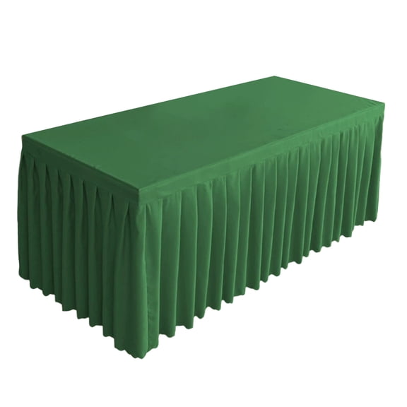 Tablecloth Rectangle Tables, Polyester Wrinkle Free Stretch Table Cloth Fitted Table Cover with Pleated Ruffle Skirt for Weddings Birthday Banquet Baby Shower(4FT,Army Green)