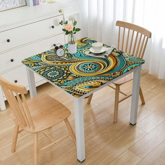 Tablecloth Rectangle Teal Green Flower Pattern Table Cloth Outdoor Waterproof Tablecloths for Party Picnic Indoor Table Cover for Dining/Kitchen Home Decoration