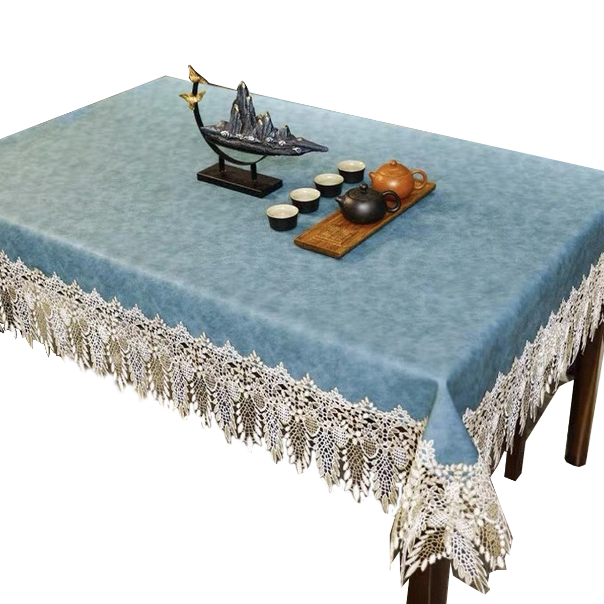 ARTABLE Waterproof PVC Tablecloth With Lace Border - 60x120 Inch Rectangle, For Weddings, Parties, Kitchen