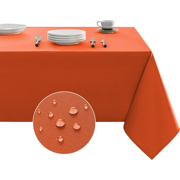 Tablecloth Rectangle Waterproof Spill-Proof Wrinkle-Free Table Cloth Washable, Kitchen Dining Tabletop Decoration, Fabric Table Cover for Indoor and Outdoor Use, 60 x 102 Inch, Orange