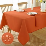 Tablecloth Rectangle Waterproof Wrinkle Free Textured Fabric Table Cloth, Faux Linen Table Cover for Fall, Thanksgiving, Autumn Harvest, Holiday 20 x 20 Inch Rectangular, Rust/Burnt Orange