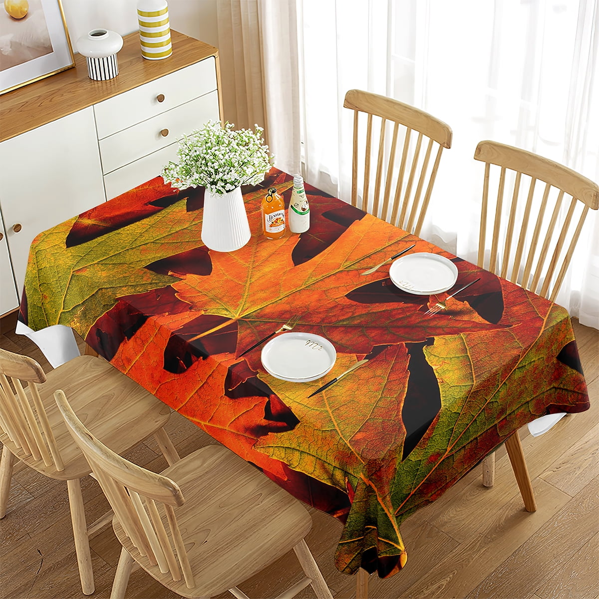 Tablecloth Rectangular for Fallen Leaves Natural Landscape r for Tea ...