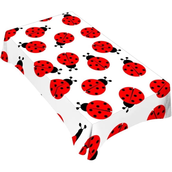 Tablecloth Red Ladybug Table Cloth Rectangle Table 60 x 84 Inch Cute Round Dots Skin Fun Cartoon Kitchen Decorations for Home Dinner Party