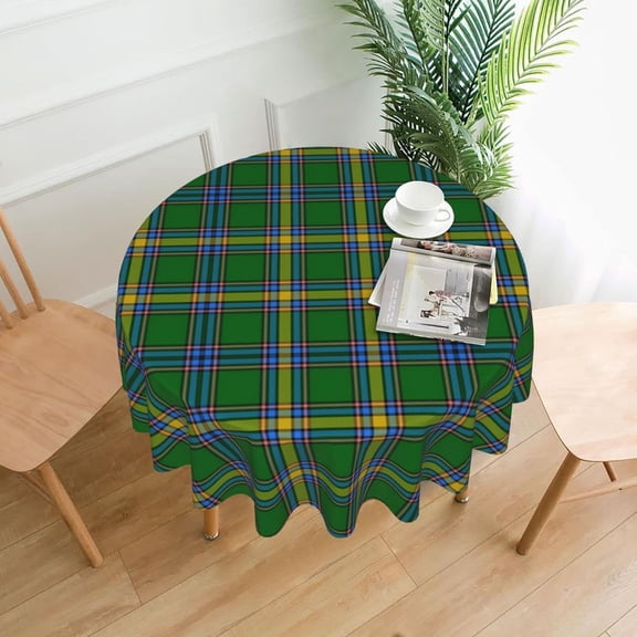 Tablecloth Round, Alberta Tartan Washable Table Cover for Farmhouse Kitchen Dining Picnic Party Indoor Outdoor Table Mats 60 inch