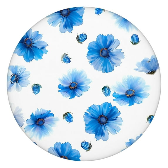 Tablecloth Round Artistic Wildflower Pattern with Backing, Waterproof Elastic Fit for Kitchen, Farmhouse, Outdoor Use