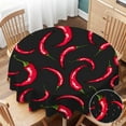 thumbnail image 1 of Tablecloth Round Chili Pepper Table Cloth Red Hot Chili Pepper on Black Table Cover for Dining Room Kitchen Decoration Round Tablecloths 60 inch, 1 of 6