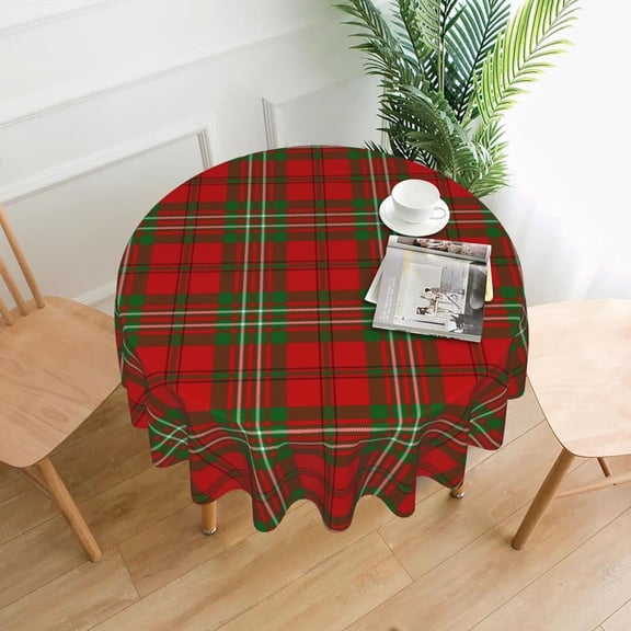 Tablecloth Round, Clan Scott Tartan Washable Table Cover for Farmhouse Kitchen Dining Picnic Party Indoor Outdoor Table Mats 60 inch