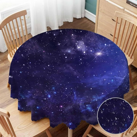 Tablecloth Round Galaxy Universe Table Cloth Starry Night Sky Stars Outer Space Table Cover for Dining Room Kitchen Decoration Round Tablecloths 60 inch