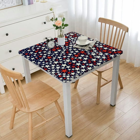 Tablecloth Round Red Blue Star Fabric Table Cloth Washable Table Cover for Table Home Kitchen Party Decoration